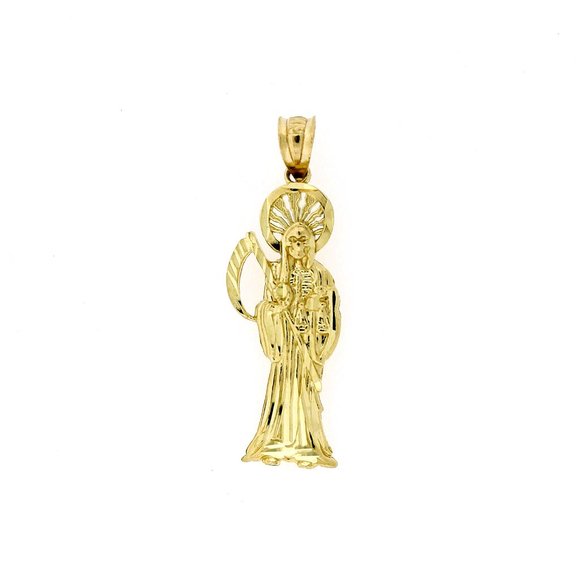 10K Real Gold Rope Chain and Santa Muerte Grim Reaper Pendant Set - Picture 6 of 10